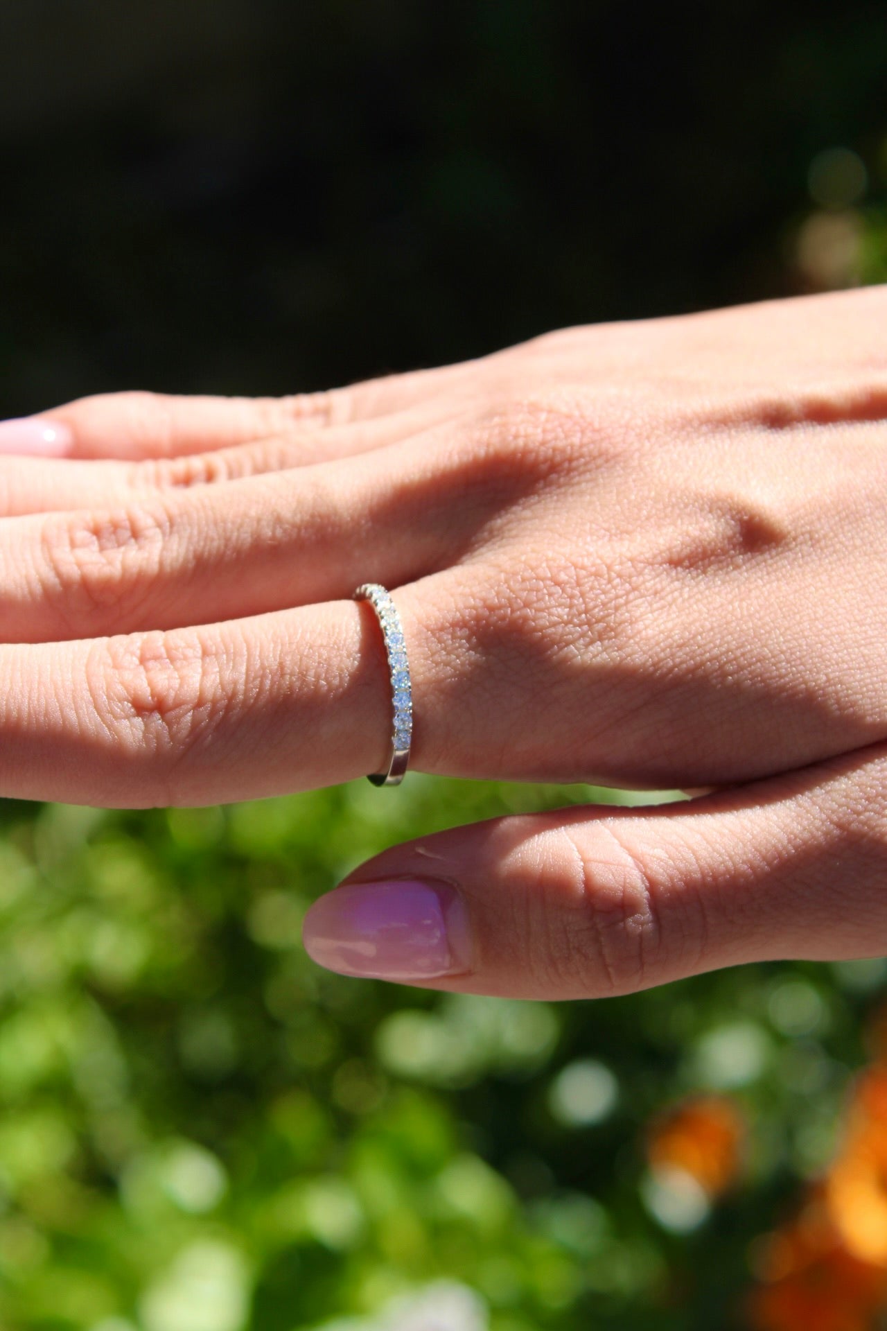 1.8mm Moissanite Half Eternity Ring in 925 Sterling Silver