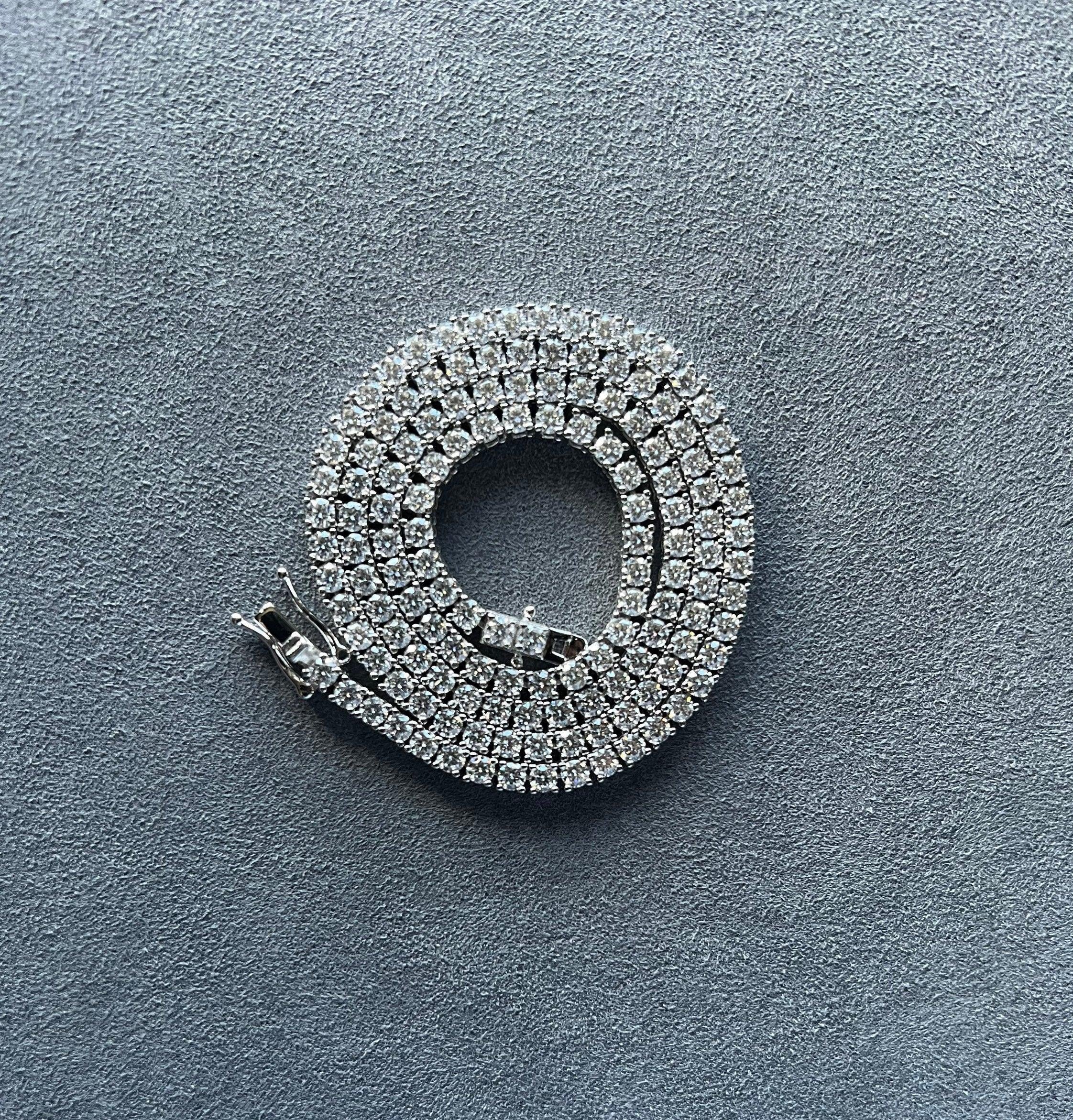 3MM Moissanite Diamond Tennis Necklace 925 Sterling VVS Tennis Chain Passes Diamond Tester