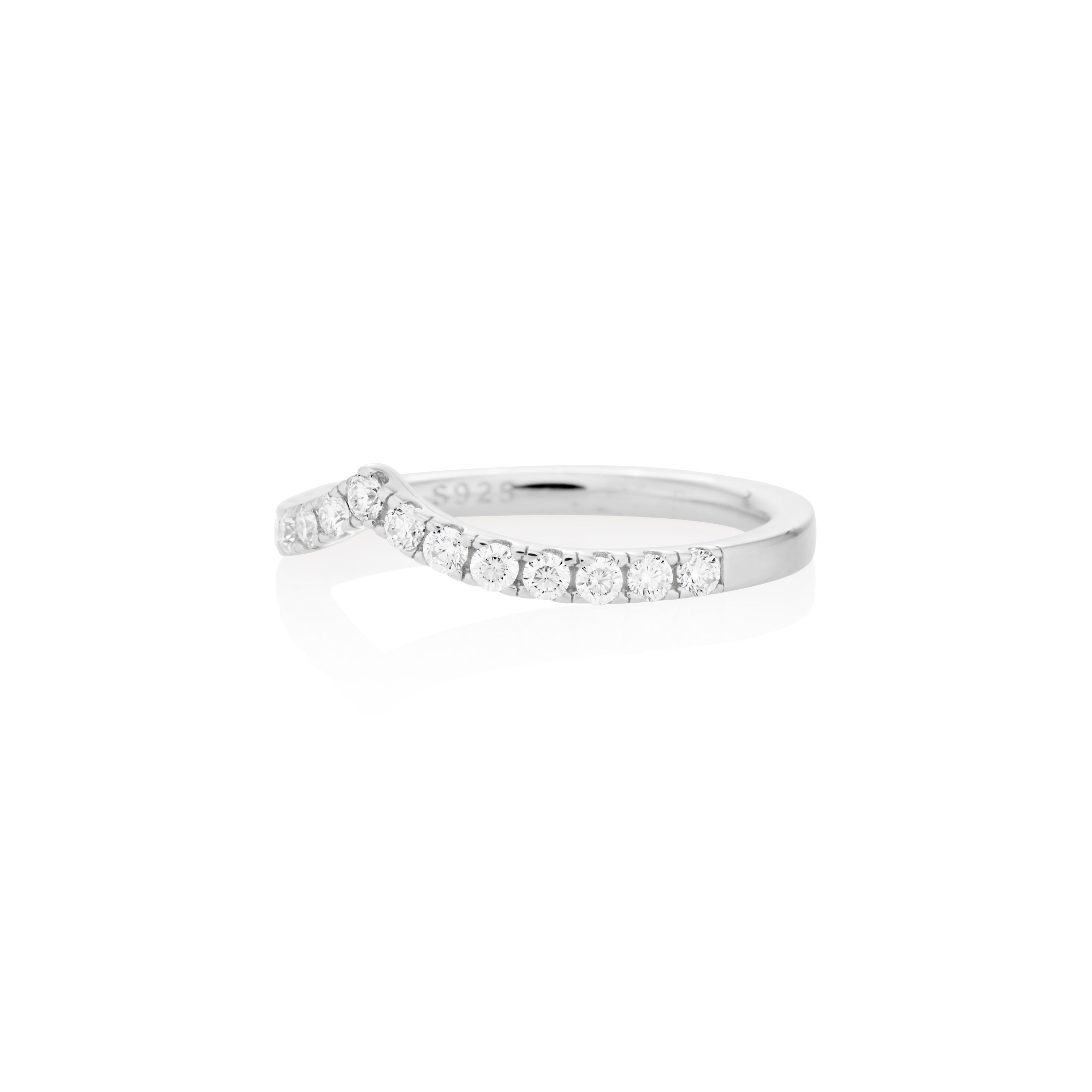 1.8mm Moissanite V Curve Ring in 925 Sterling Silver