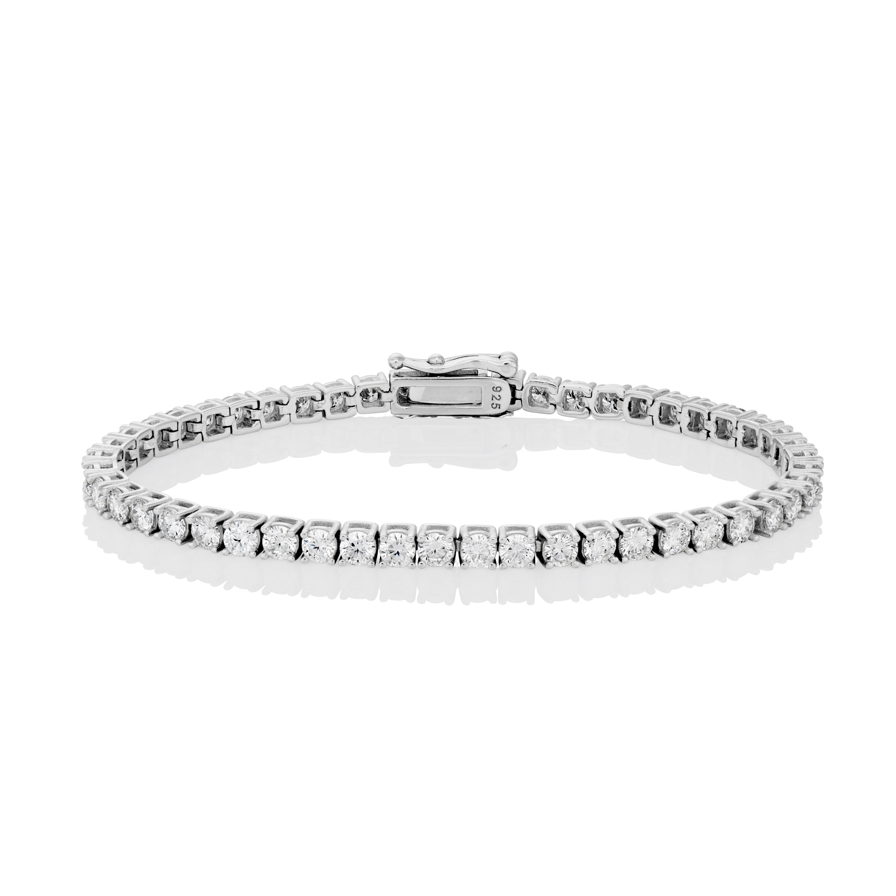 3MM 18K White Gold store plated on solid 925 Silver Moissanite Diamond Tennis Bracelet