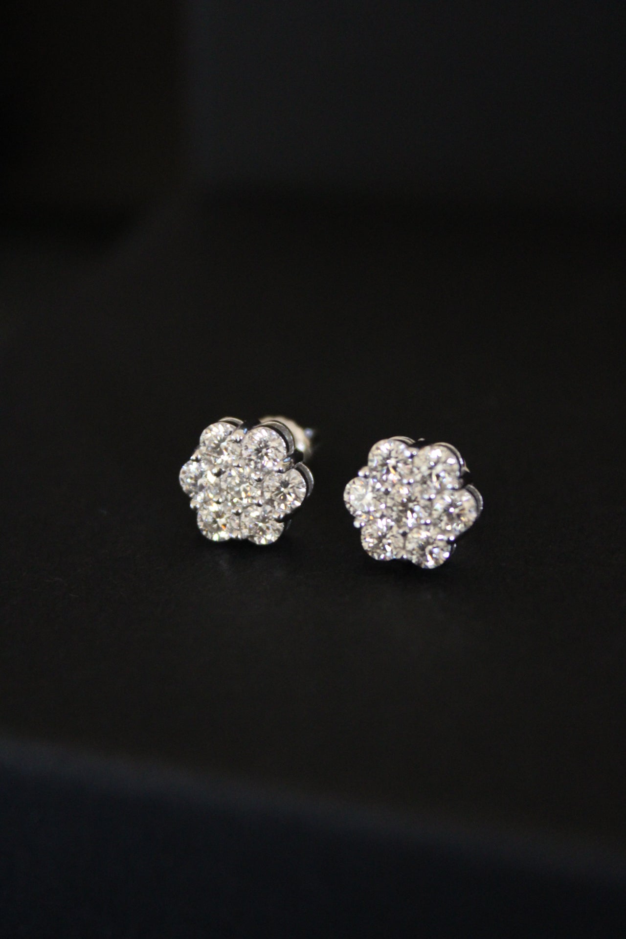 14KT Two Toned Flower Stud Earrings 125 CT TW  Spence Diamonds