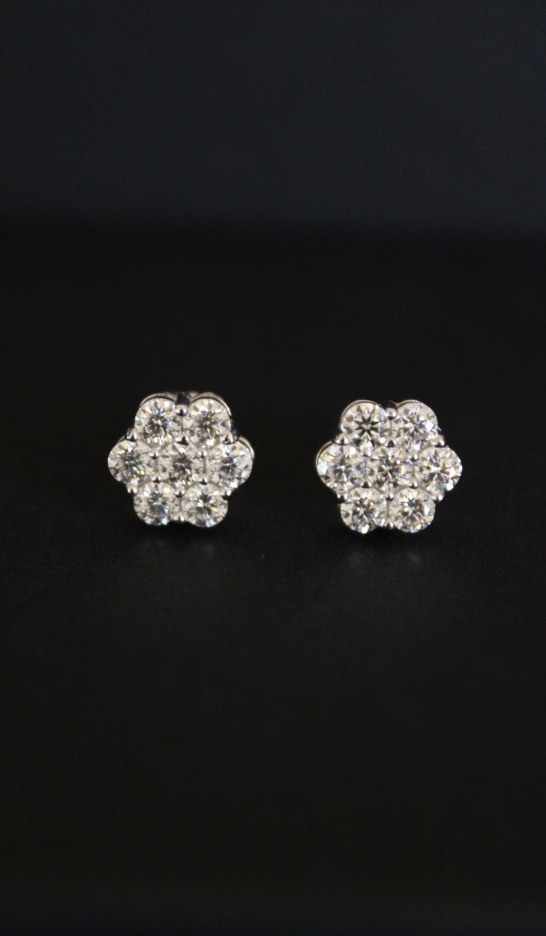 Moissanite Flower Cluster Earrings in Silver