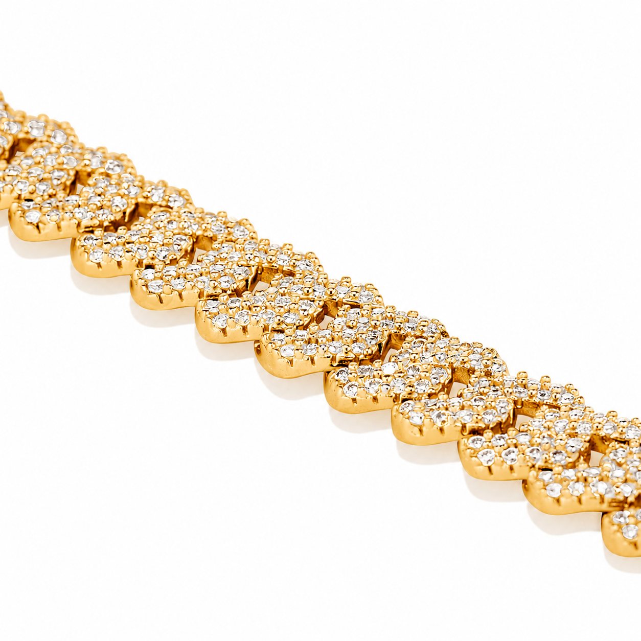 8MM Moissanite Cuban Bracelet in Yellow Gold